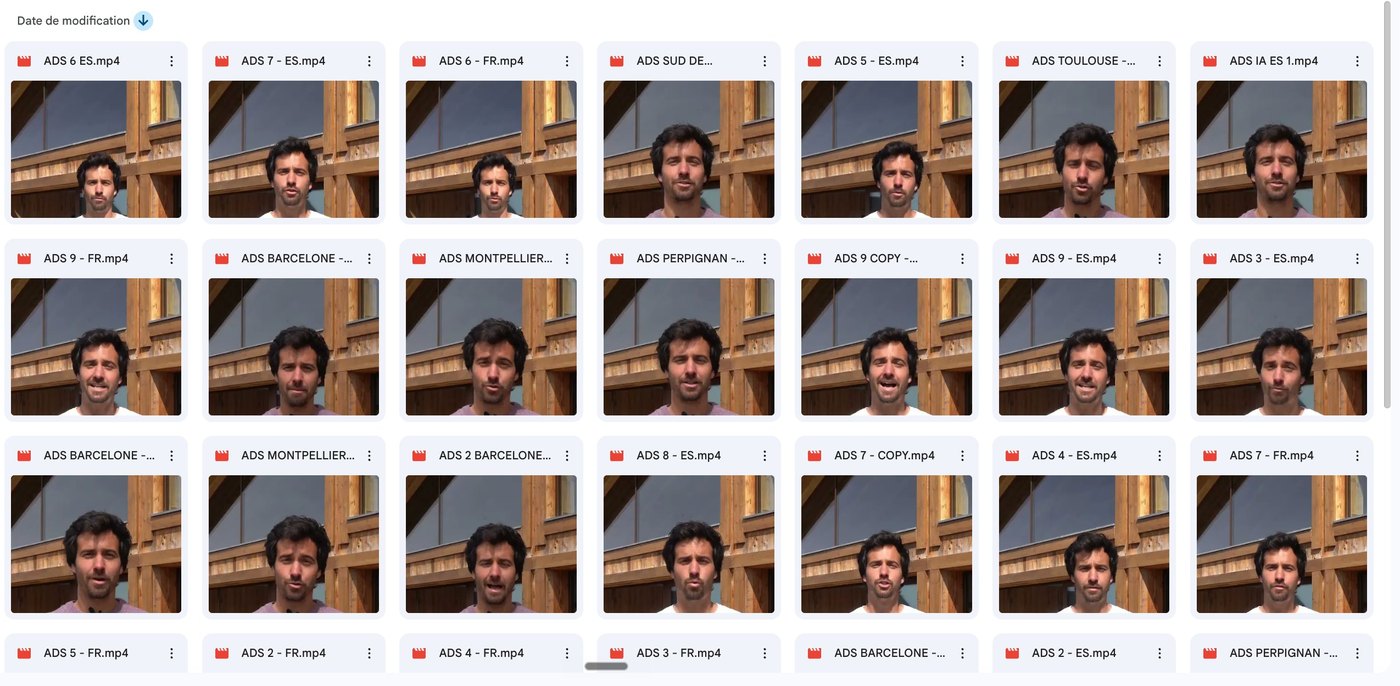 Une dizaine de publicités déclinées par angle et par langue