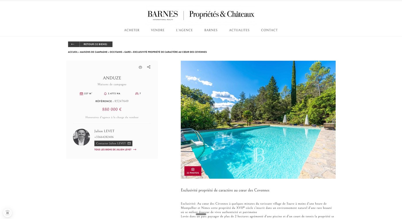 Fiche annonce Barnes