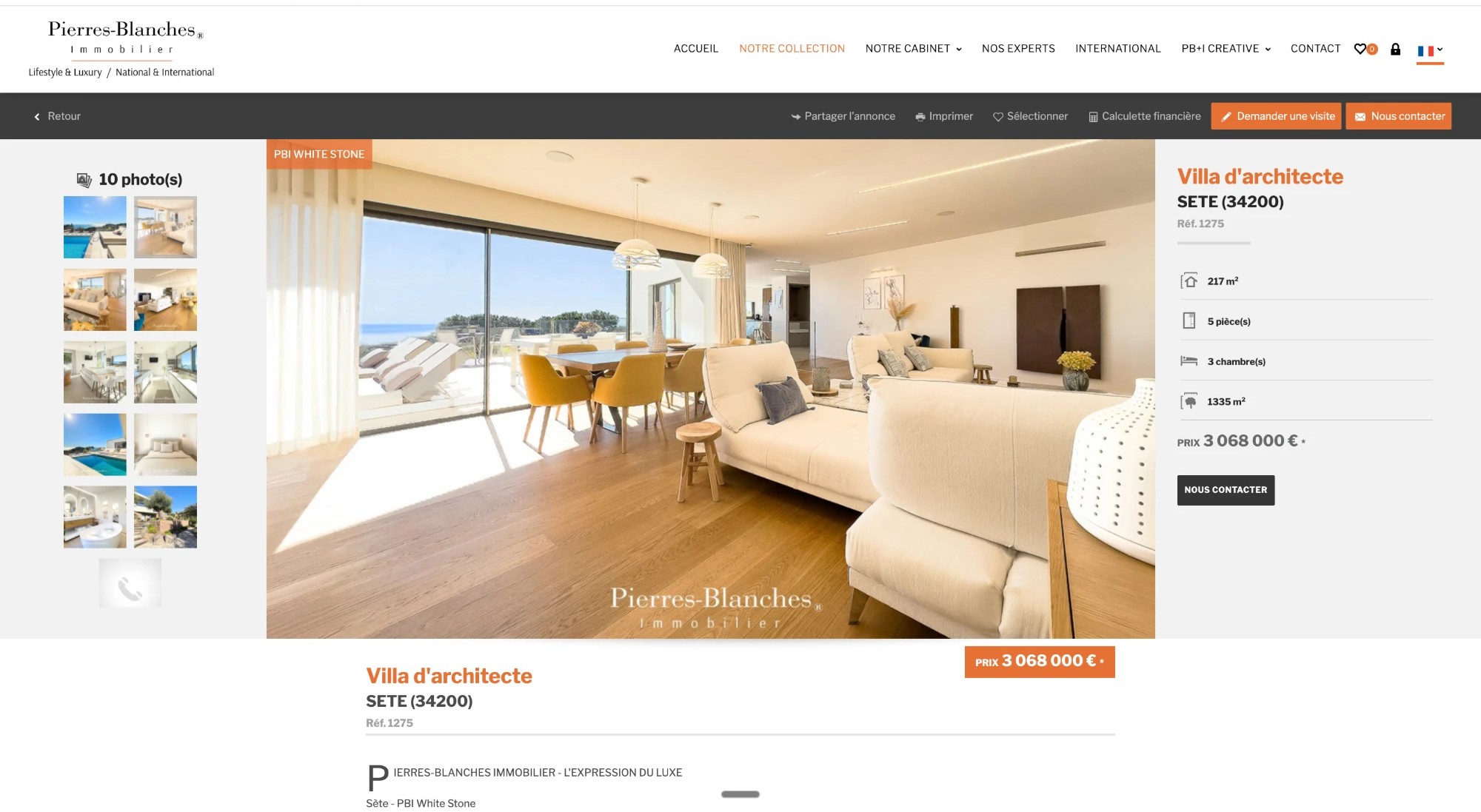 Annonce portail, villa Pierres-Blanches